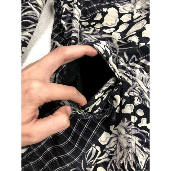 Koos Of Course Silk Jacket Blazer Size Small Black White Print Button Floral - Picture 5 of 10